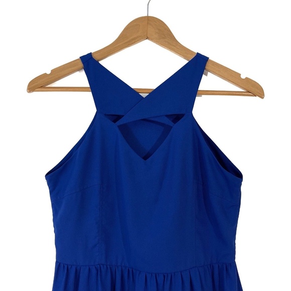 C. Luce Women’s Size Small Solid Blue Cut Out Sleeveless Fit and Flare Dress - Picture 2 of 10